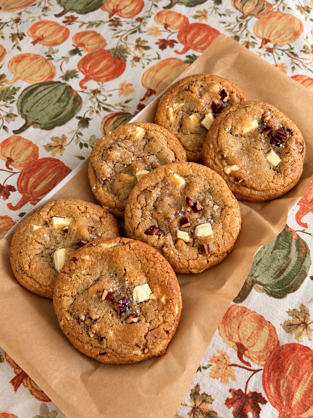 Brown Butter Maple Pecan White Chocolate Cookies