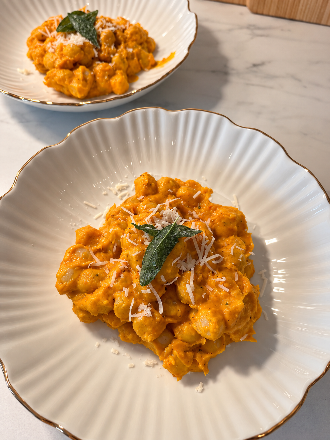 Creamy Pumpkin Sage Gnocchi mit geröstetem Hokkaido, Brown Butter und Salbei